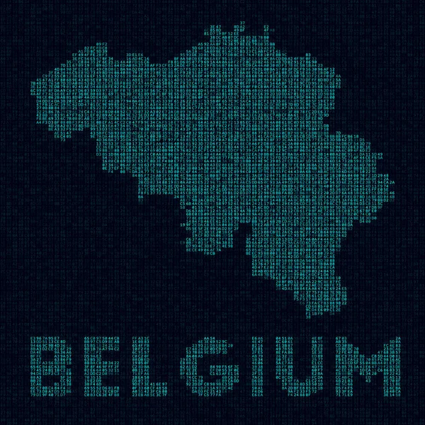 Βέλγιο tech map Χώρα σύμβολο σε ψηφιακό στυλ Cyber χάρτη του Βελγίου με το όνομα της χώρας Stylish — Διανυσματικό Αρχείο