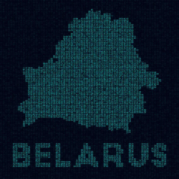Wit-Rusland tech kaart Land symbool in digitale stijl Cyberkaart van Wit-Rusland met landsnaam — Stockvector