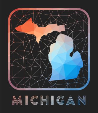 Michigan harita tasarımı Vector düşük poli haritası ABD eyaleti Michigan ikonu geometrik tarzda ABD