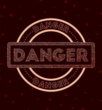 Tehlike rozeti parlayan geometrik yuvarlak tehlike işareti Vektör illüstrasyonu