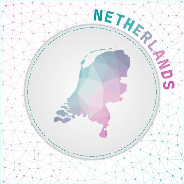 Hollanda 'nın ağ ağ ağ arka planına sahip çokgen Hollanda haritası