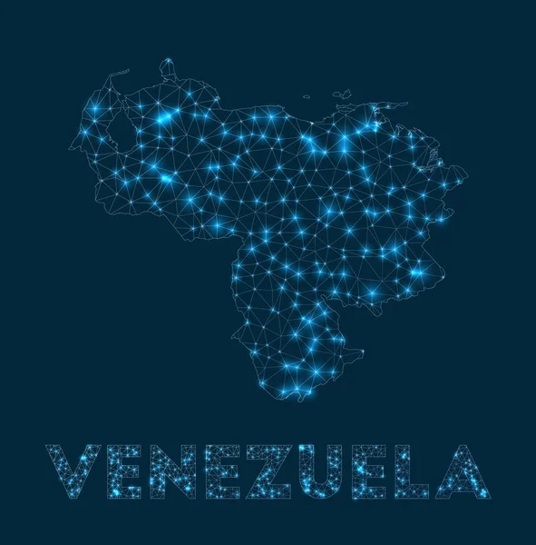 Carte du réseau du Venezuela Carte géométrique sommaire du pays Connexions Internet et — Image vectorielle