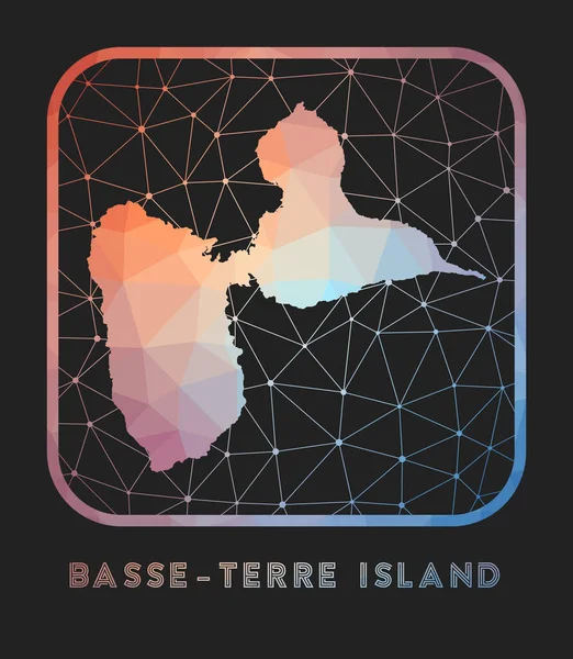 Mapa de diseño de la isla de BasseTerre Vector de bajo polígono del icono de la isla de BasseTerre en. — Vector de stock