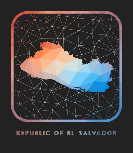 Salvadori Köztársaság térképe design Vektor az ország alacsony poly térképe El Salvador ikon — Stock Vector