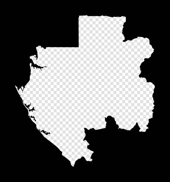 Peta Stencil Gabon Peta sederhana dan minimal transparan dari persegi panjang Gabon Black dengan bentuk potongan - Stok Vektor