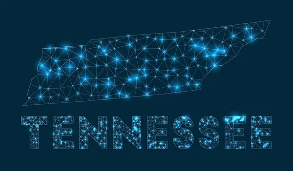 Mappa della rete Tennessee Mappa geometrica astratta delle connessioni Internet statali e — Vettoriale Stock