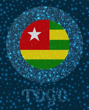 Togo 'nun Parlak Ağ Tarzı Ülke Ağ logosunda Yuvarlak Togo Bayrağı