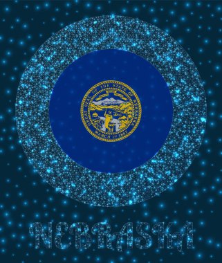 Nebraska Round rozeti Parlak ağ örgüsü Amerikan devlet ağı logosuyla Nebraska Bayrağı