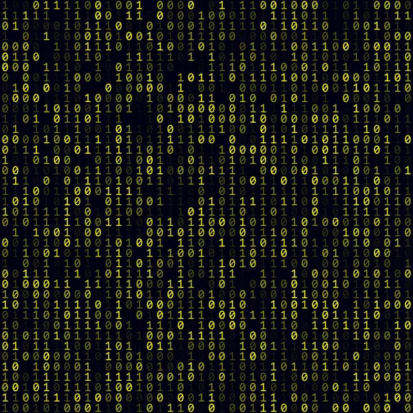 Resumo Fundo Matrix Fundo binário preenchido amarelo Padrão sem costura de tamanho médio — Vetor de Stock