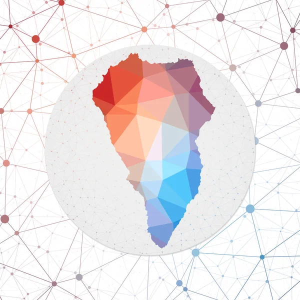 Mapa vectorial abstracto de la Tecnología de La Palma en el cartel de estilo geométrico isleño Polygonal La Palma. — Archivo Imágenes Vectoriales