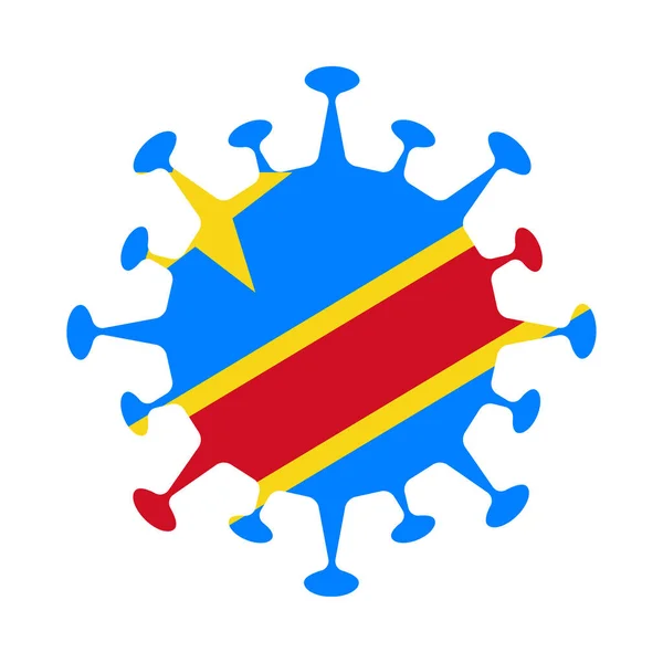 Bandera de RD Congo en forma de virus Signo de país Vector illustration — Vector de stock