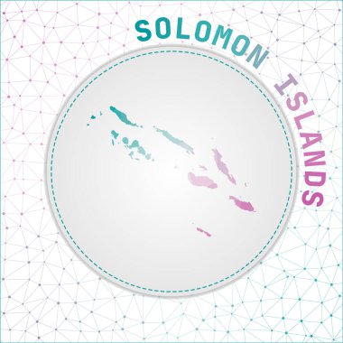 Solomon Adaları 'nın çokgenli vektör haritası. Solomon ağ arkaplanlı ülke haritası.