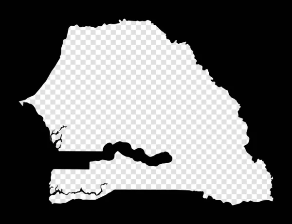 Sjabloon kaart van Senegal Eenvoudige en minimale transparante kaart van Senegal Zwarte rechthoek met cut — Stockvector