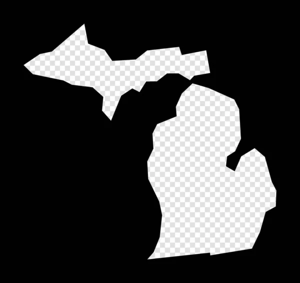 Stencil map of Michigan Simple and minimal transparent map of Michigan Black rectangle with cut — Stock Vector