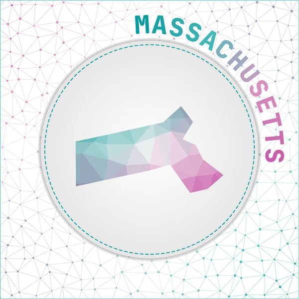 Mappa del Massachusetts poligonale vettoriale Mappa dello stato degli Stati Uniti con lo sfondo della rete Massachusetts — Vettoriale Stock