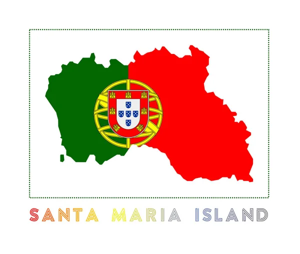 Santa Maria Island Logo Kaart van Santa Maria Island met eilandnaam en vlag Aantrekkelijke vector — Stockvector