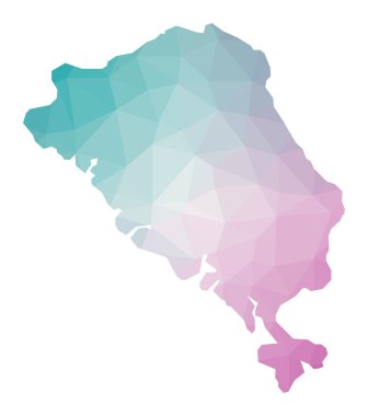 Colon Adası 'nın çokgen haritası Zümrüt ametist renkleriyle adanın Geometrik çizimi