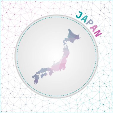 Japonya 'nın ağ ağ arka planına sahip çokgen Japon haritası