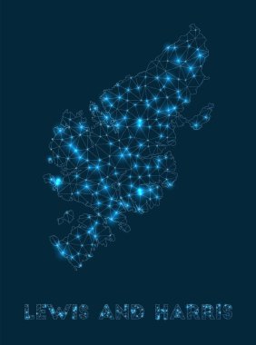 Lewis ve Harris ağ haritası adanın internet bağlantılarının soyut geometrik haritası ve