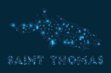Saint Thomas ağ haritası adanın internet bağlantılarının soyut geometrik haritası ve