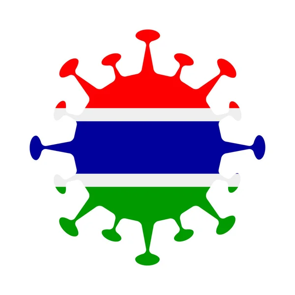 Vlag van Gambia in virusvorm Land teken Vectorafbeelding — Stockvector