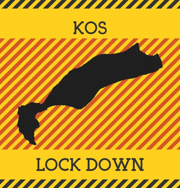 Kos Lock Down Sign Εικονίδιο πανδημίας κινδύνου κίτρινο νησί Εικονογράφηση διάνυσμα — Διανυσματικό Αρχείο
