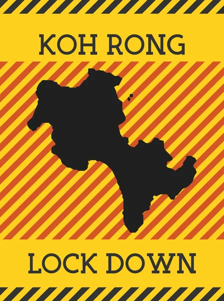 Koh Rong Lock Down Znamení Žlutý ostrov pandemické nebezpečí ikona Vektorové ilustrace — Stockový vektor