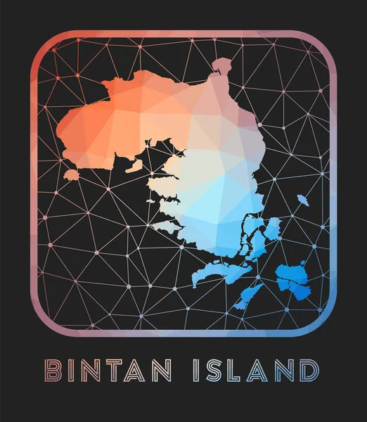 Bintan Island karta design Vektor låg poly karta över ön Bintan Island ikon i geometrisk stil — Stock vektor