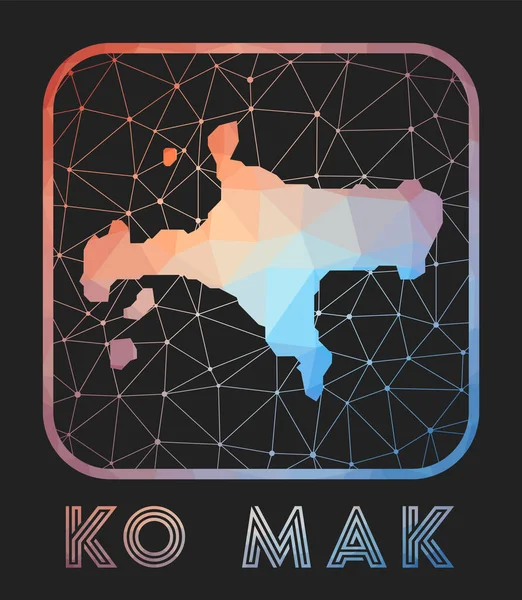 Дизайн карты Ко Мак Векторная карта острова Ко Мак в геометрическом стиле Остров — стоковый вектор