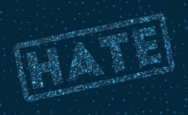 Parola d'odio in stile digitale distintivo di odio geometrico incandescente Illustrazione vettoriale superba — Vettoriale Stock