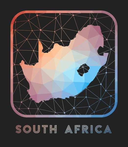 Дизайн карты ЮАР Векторная низкопольная карта ЮАР в геометрическом стиле — стоковый вектор
