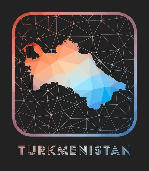 Turkmenistan Kartendesign Vector Low-Poly-Karte des Landes Turkmenistan Symbol in geometrischem Stil — Stockvektor