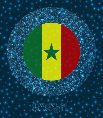 Senegal 'in Round Senegal rozeti Parlak ağ örgüsü Ülke Ağ logosu