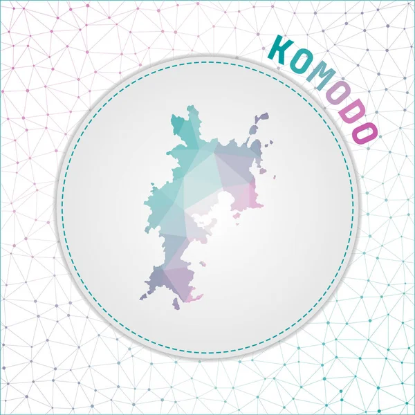 Mapa de mapas de Komodo poligonal Vector de la isla con malla de red fondo Komodo ilustración in. — Vector de stock