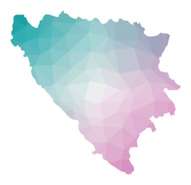 Bosna Geometrik haritasında zümrüt ametist renginde ülkenin çizimi Bosna