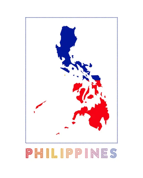Filippinerna Logo Karta över Filippinerna med landsnamn och flagga Klassisk vektor illustration — Stock vektor