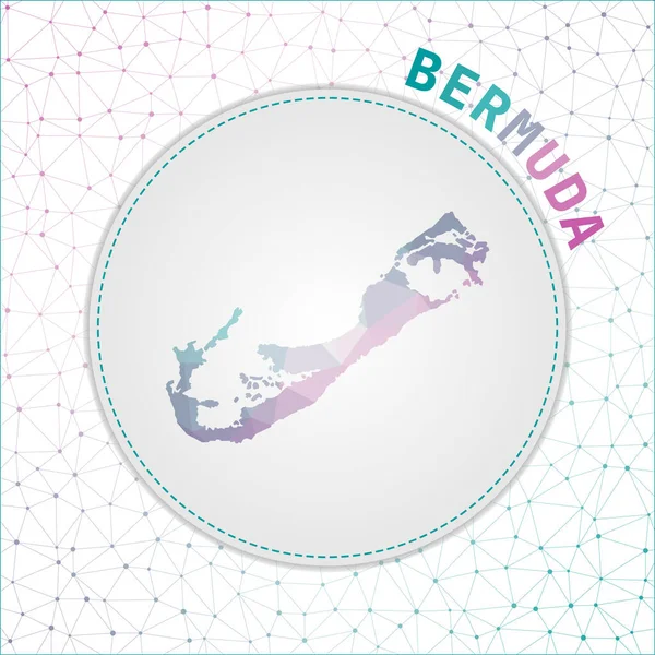 Mapa del mapa de Bermuda poligonal del vector de la isla con malla de red fondo Bermuda ilustración. — Vector de stock