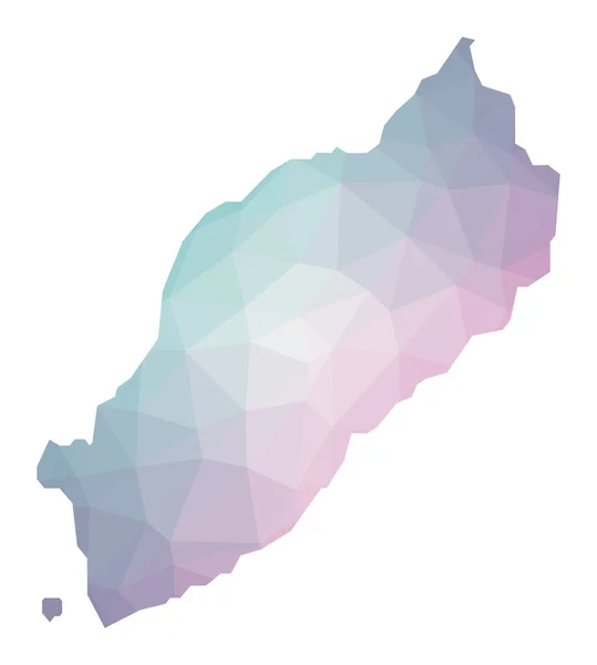 Mapa poligonal de Imágenes Geométricos de la isla en colores esmeralda ametista. — Vector de stock