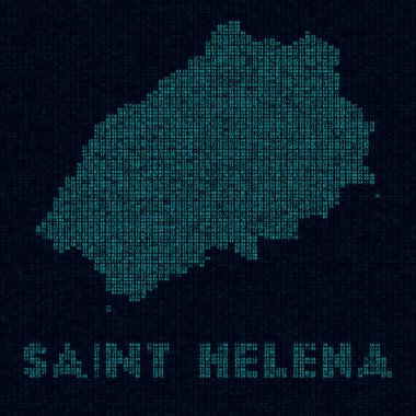 Saint Helena 'nın dijital stil siber haritasında ada adı olan bir ada sembolü.
