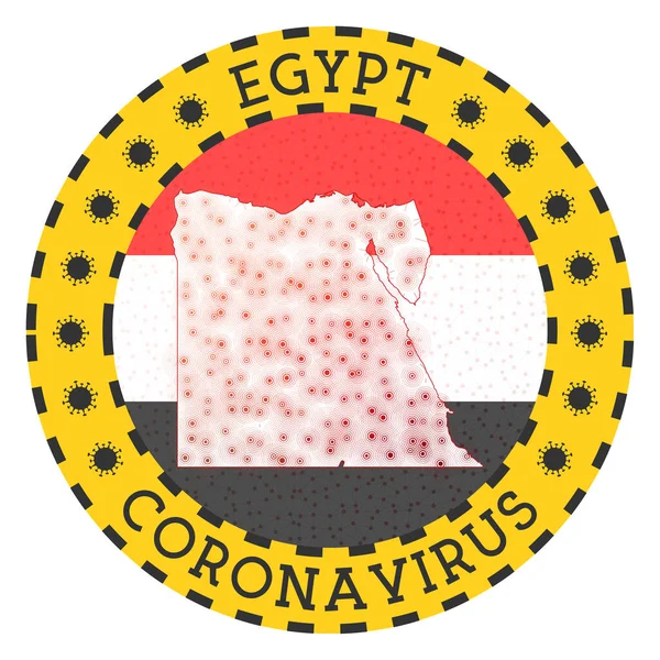 Coronavírus no Egito assinar emblema redondo com forma de Egito país amarelo bloquear emblema com —  Vetores de Stock