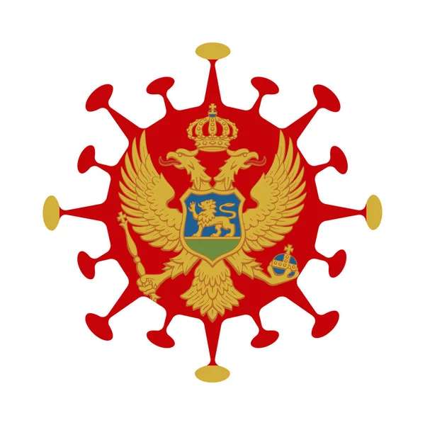Montenegron lippu viruksenmuotoisena Maa merkki Vektori kuva — vektorikuva