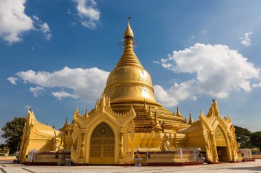 Yangon 'da Maha Vijaya Pagoda Myanmar' da Güzel Burma altın şapkası Yangon 'da