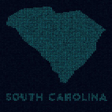 Güney Carolina teknoloji haritası. Güney Carolina 'nın dijital stil siber haritasındaki Amerikan sembolü.