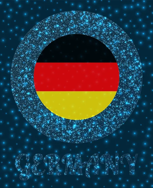 Round Germany badge Flag of Germany in glowing network mesh style Country network logo Elegant — Stock Vector
