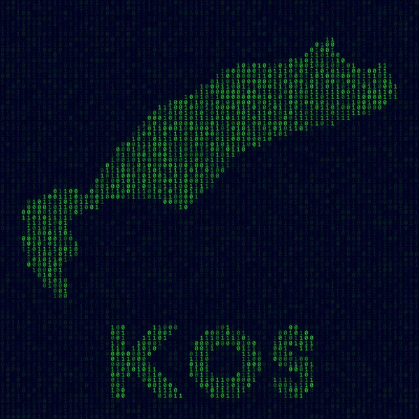 Цифровой логотип острова Кос Символ острова в хакерском стиле Бинарная кодовая карта острова Кос с названием острова Creative — стоковый вектор