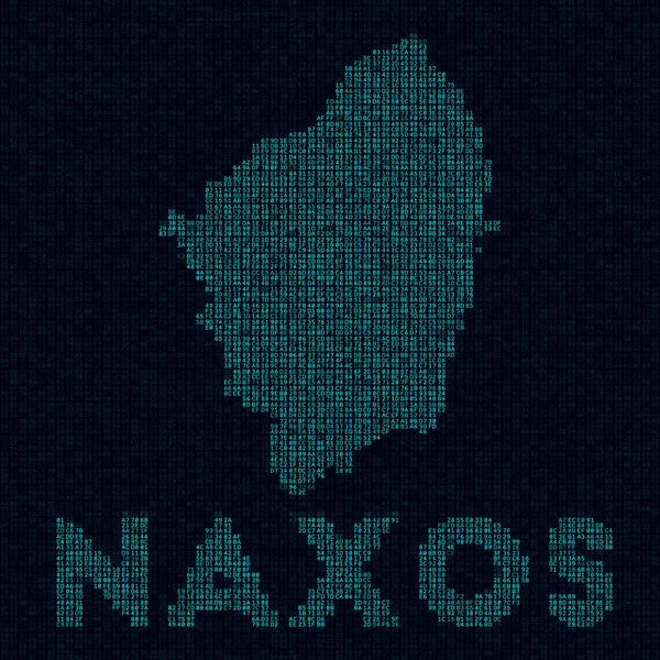 Naxos tech map Island símbolo en estilo digital Cyber map of Naxos con nombre insular Artistic vector. — Vector de stock