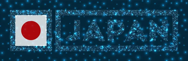 发光网络中的日本徽章日本国旗几何风格艺术矢量插图 — 图库矢量图片