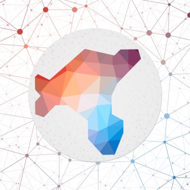 Adadaki Salt Island Teknolojisinin soyut vektör haritası. Geometrik stil posteri Polygonal Tuz