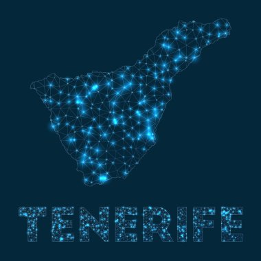 Tenerife ağ haritası adanın internet bağlantılarının soyut geometrik haritası ve