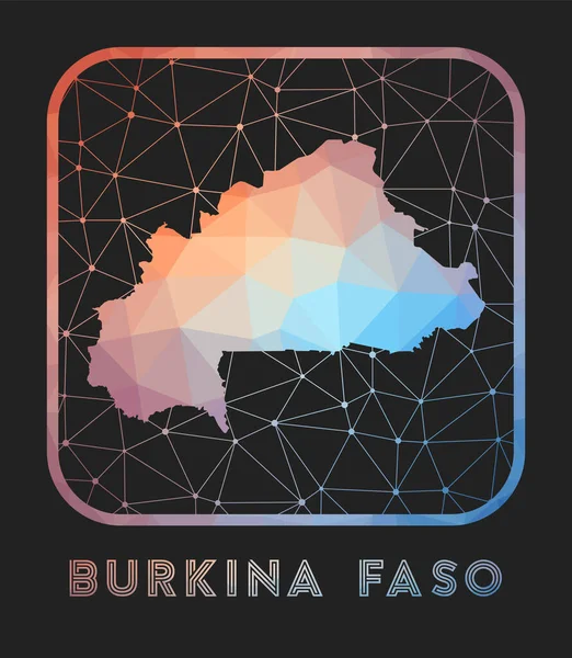 Burkina Faso harita tasarımı Vector düşük poli haritası Geometrik tarzda Burkina Faso simgesi — Stok Vektör
